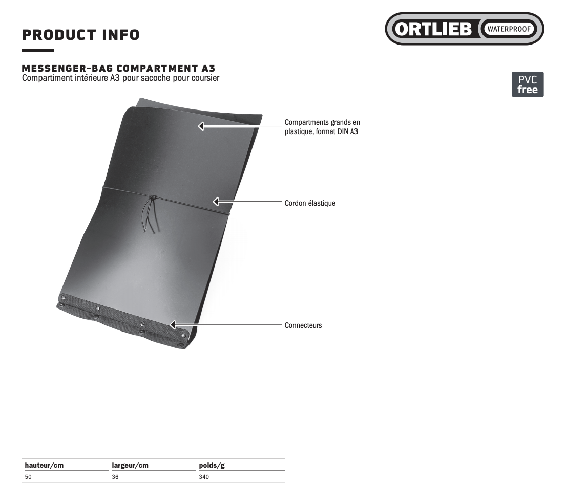 Compartimento A3 para bolso Ortlieb Messenger