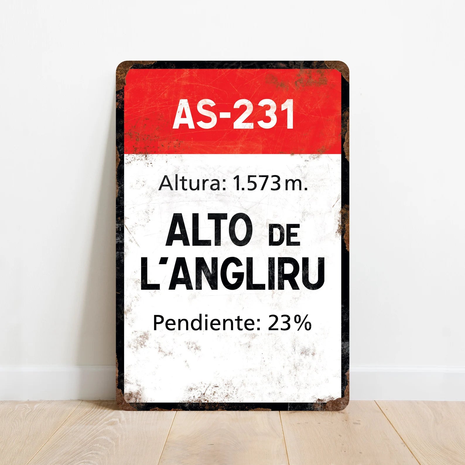 Alto de L'Angliru - Panneau de vélo de style vintage