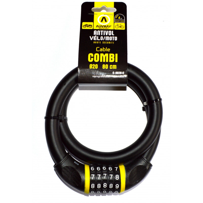 Serratura a spirale Auvray Combi con codice 80 cm