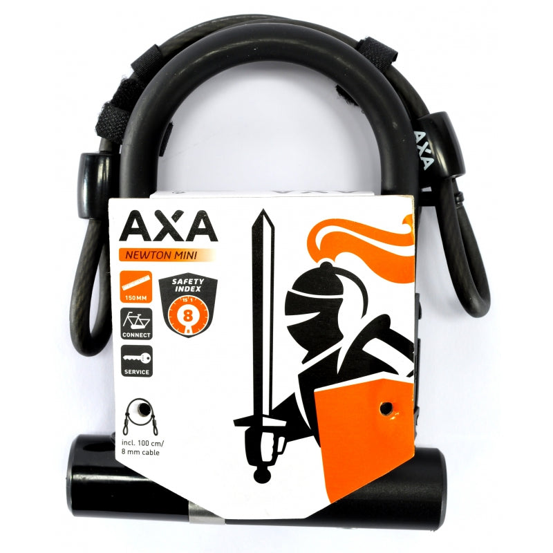 Combo Candado AXA Newton Mini U + Cable Flex 1 M