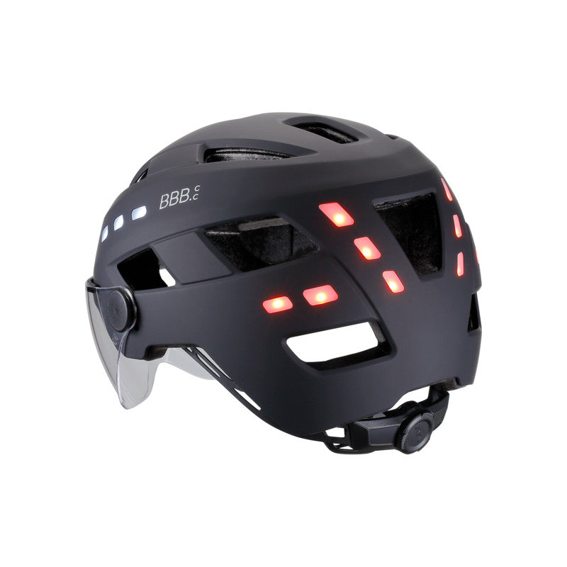 BBB District Fahrradhelm. Led-Visier und integrierte Lichter – Hirondelle Bike Shop