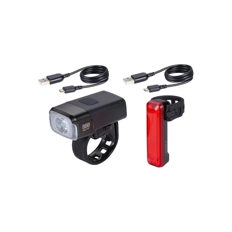 Kit de luces delanteras y traseras para bicicleta BBB NanoStrike 600 Combo