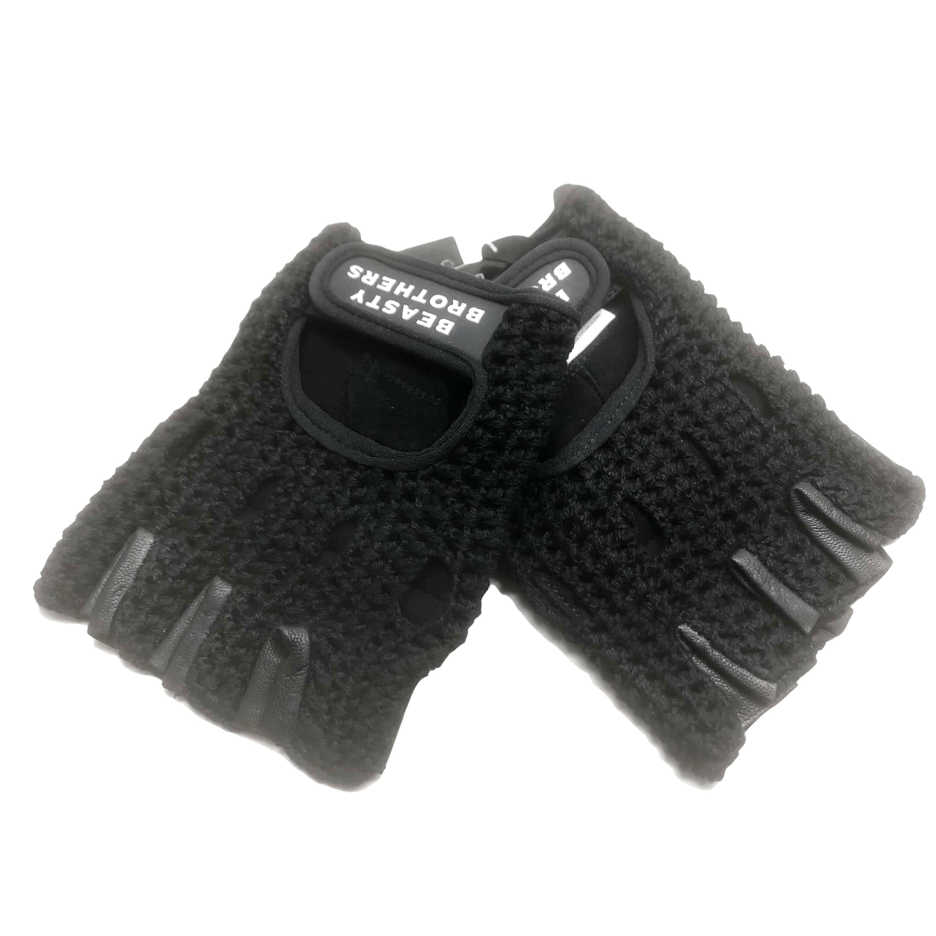 Handschuhe fahrrad BeastyBrothers - Schwarzes Leder / Baumwolle