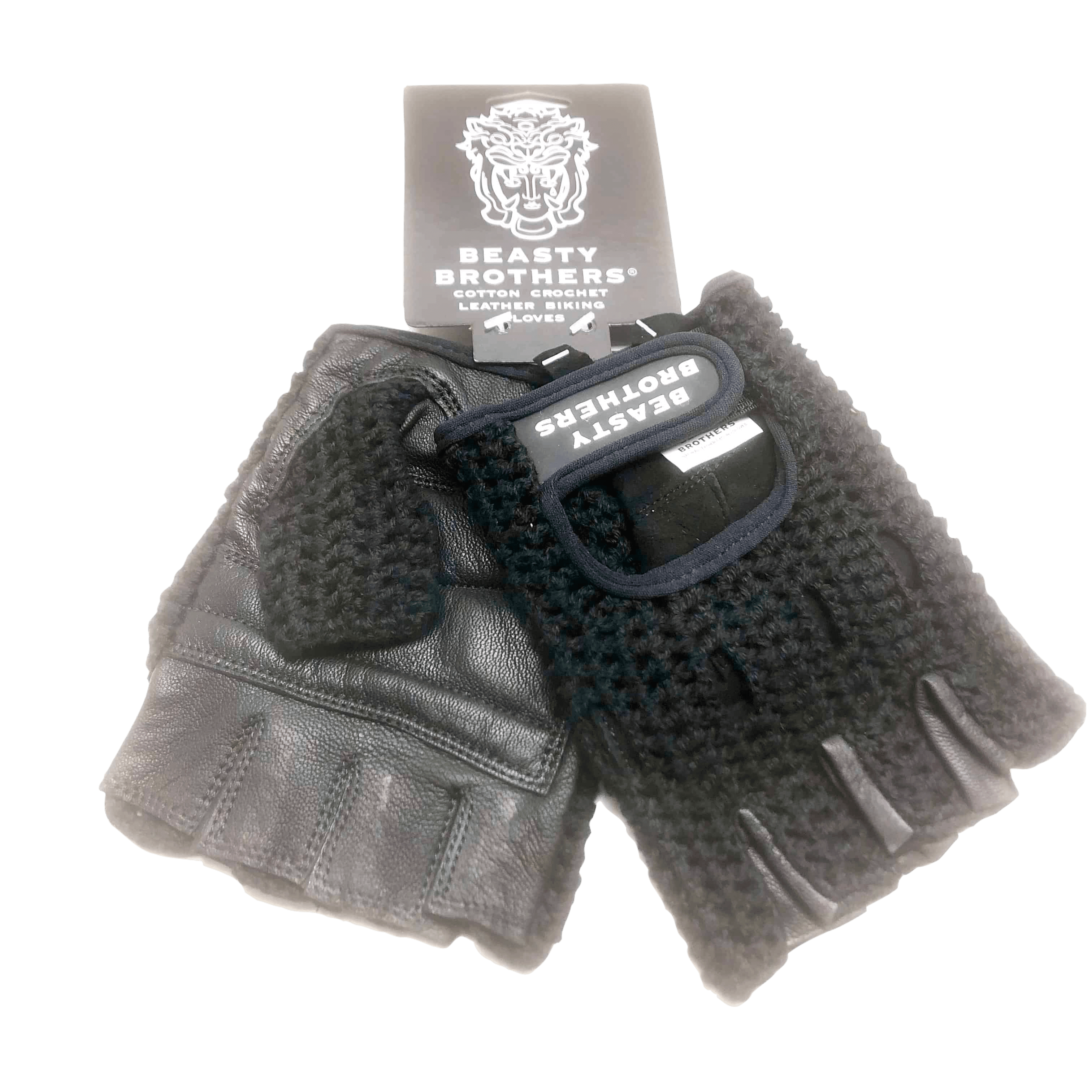 Bicycle gloves BeastyBrothers - Black Leather/Cotton