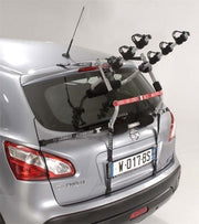 Portabicicletas en portón trasero con correas Mottez Ariane 3 bicicletas