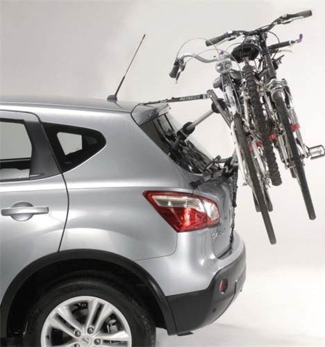 Portabicicletas en portón trasero con correas Mottez Ariane 3 bicicletas