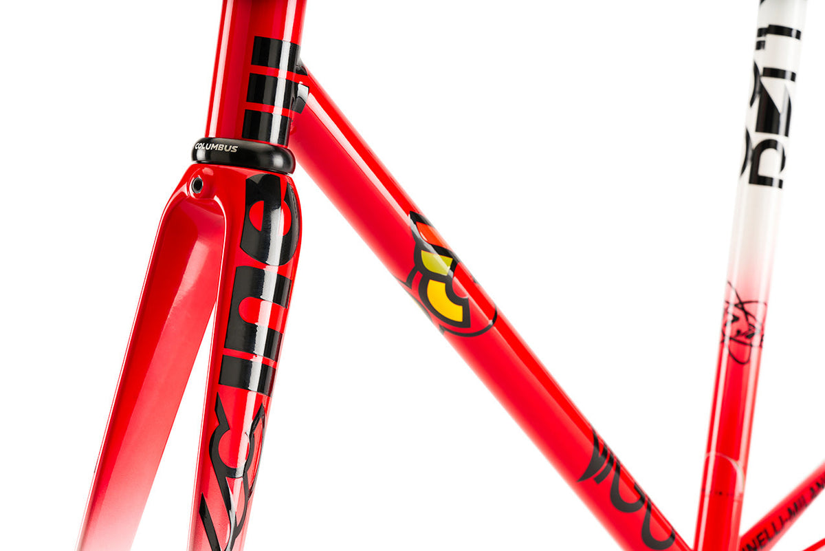 Cinelli Vigorelli steel track frameset Team Red-White detail