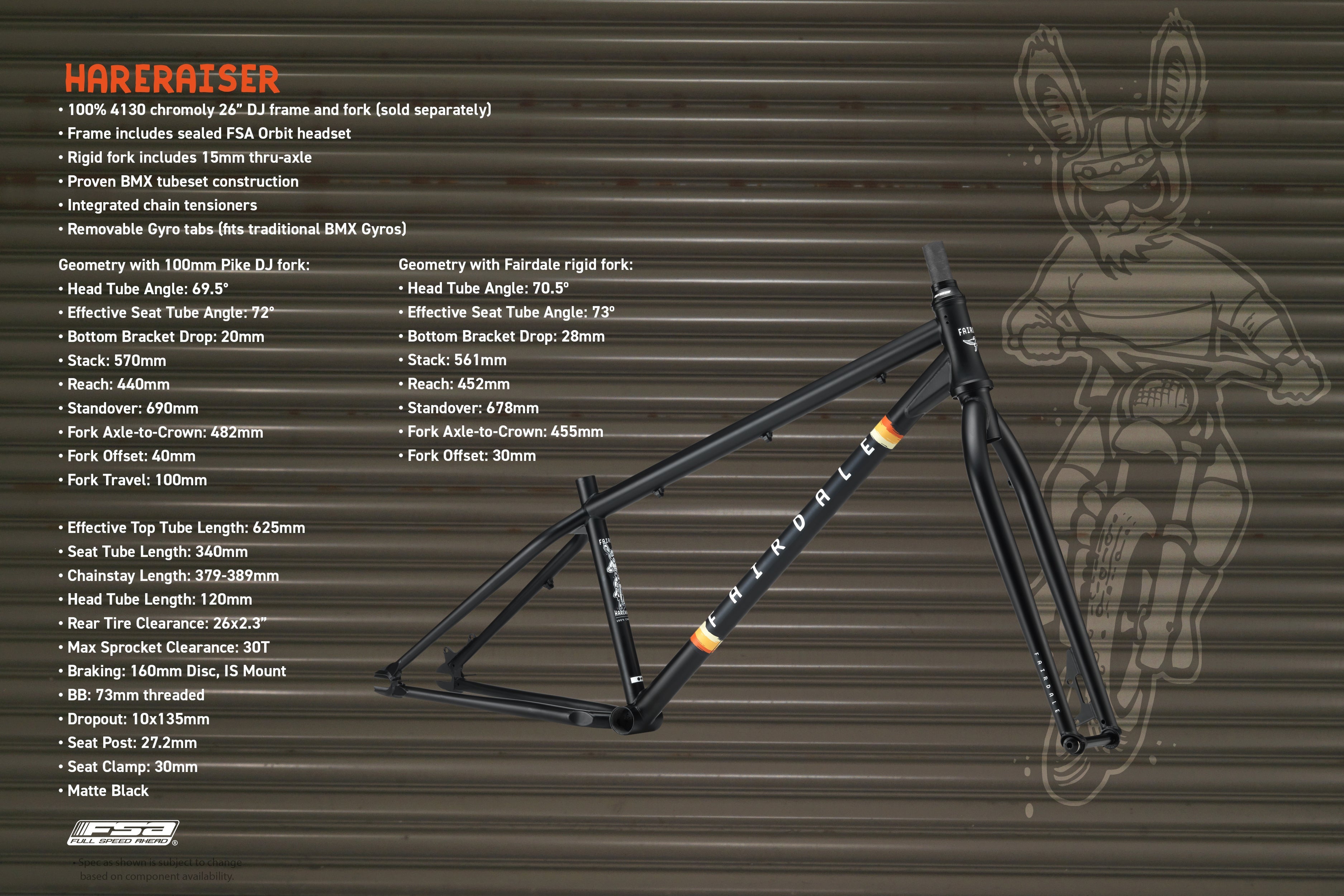 Fairdale Hareraiser 26 Dirt MTB-fietsframe