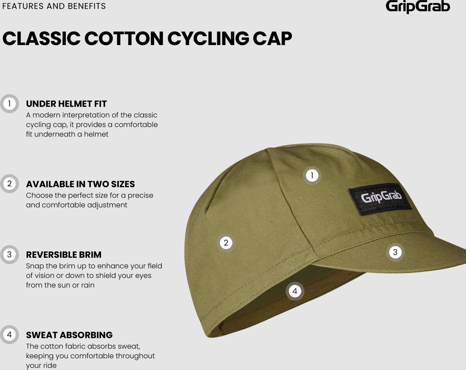 Berretto da ciclismo classico in cotone GripGrab