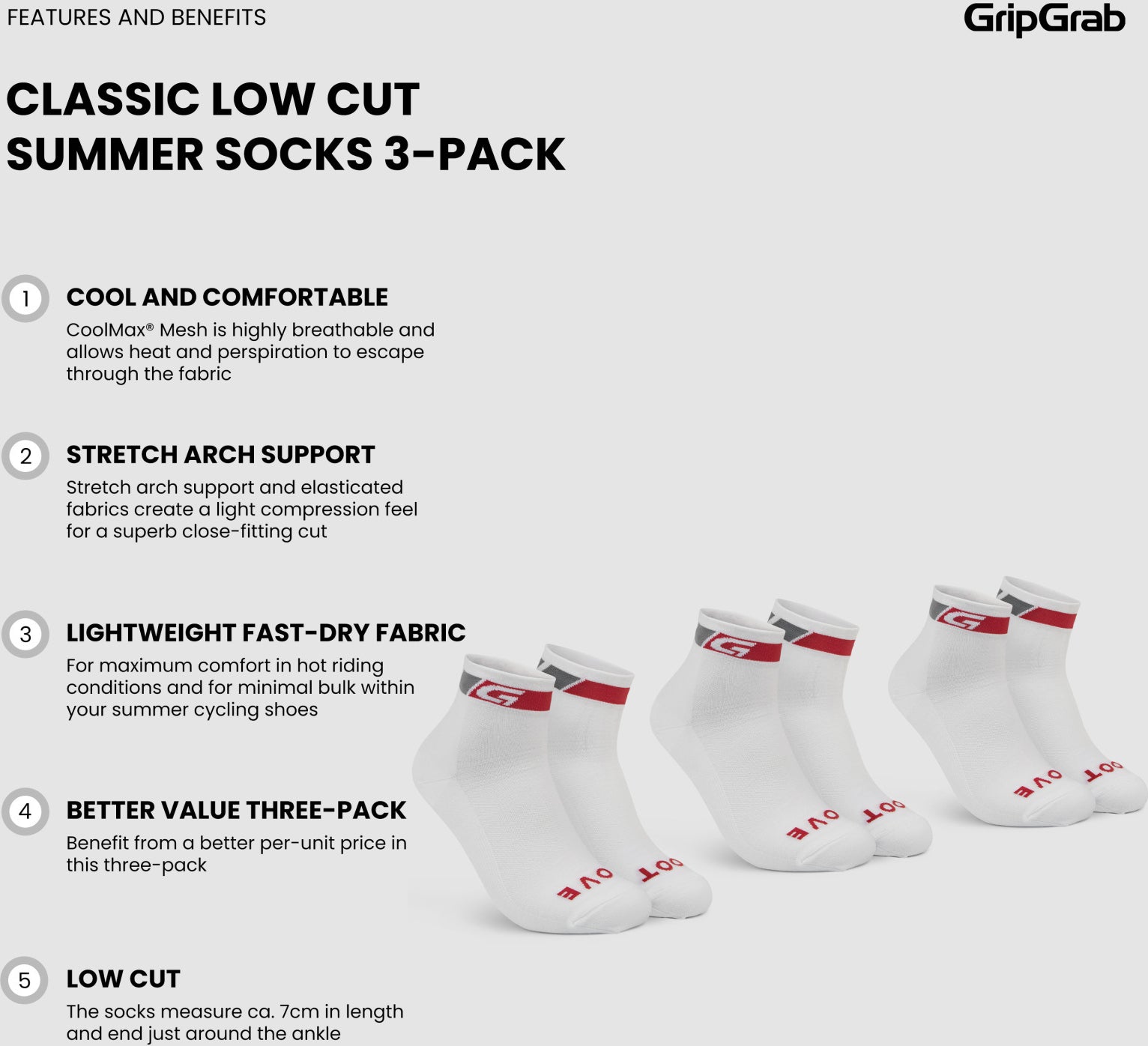GripGrab Classic low cycling socks, pack of 3
