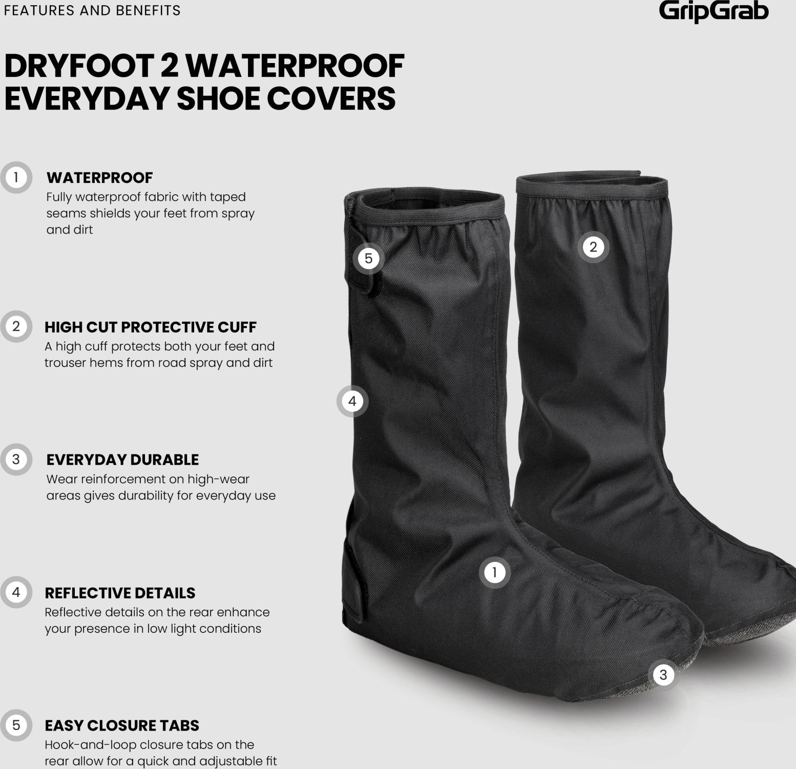 Couvre-chaussures vélo étanches GripGrab DryFoot 2