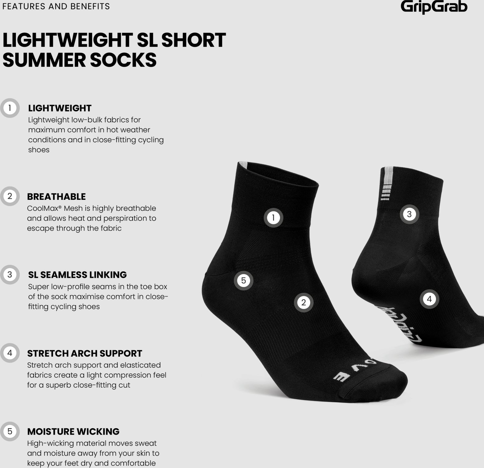 GripGrab Lightweight SL kurze Sommer-Radsocken