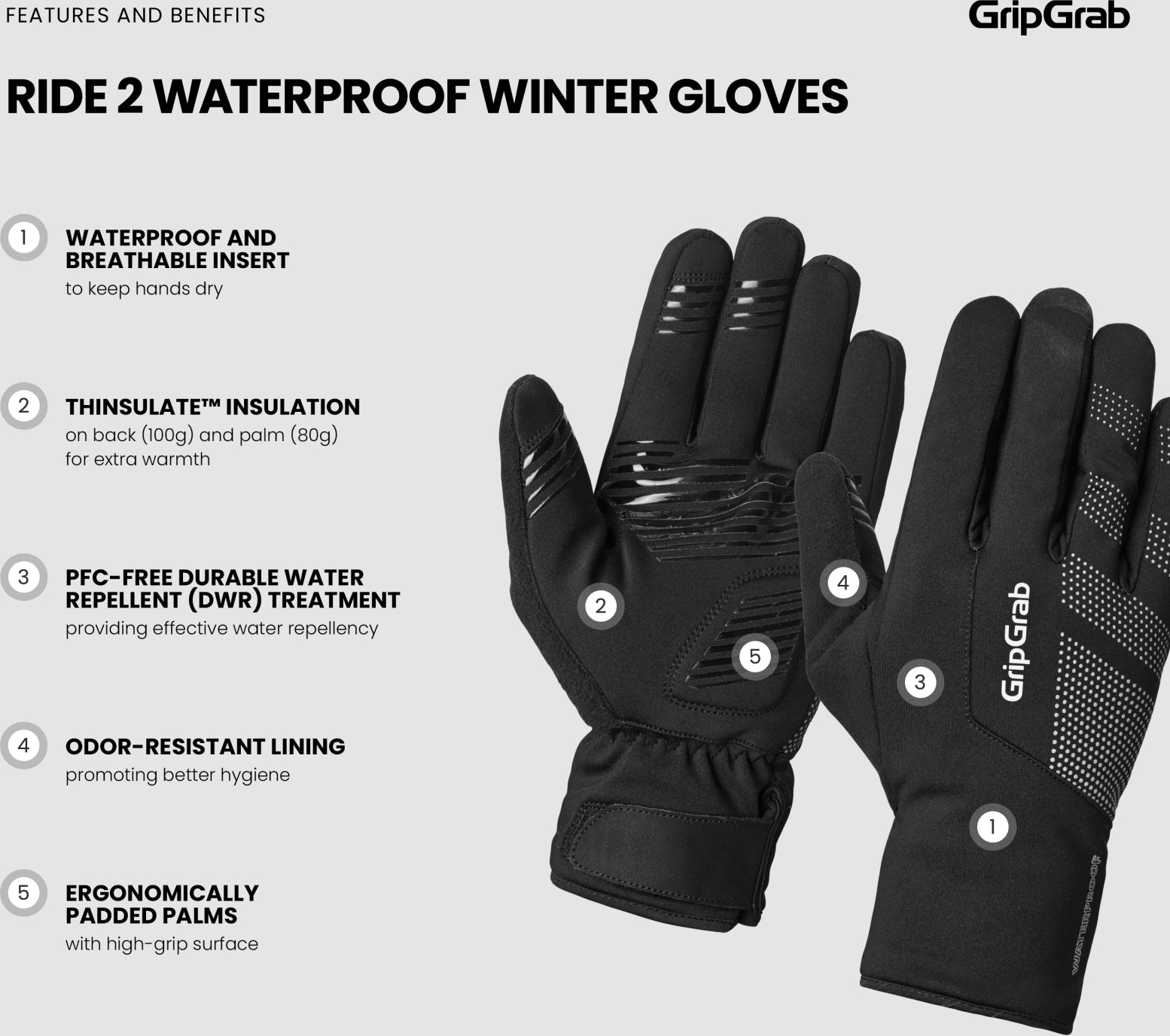 GripGrab RIDE 2 wasserdichte Winter-Fahrradhandschuhe