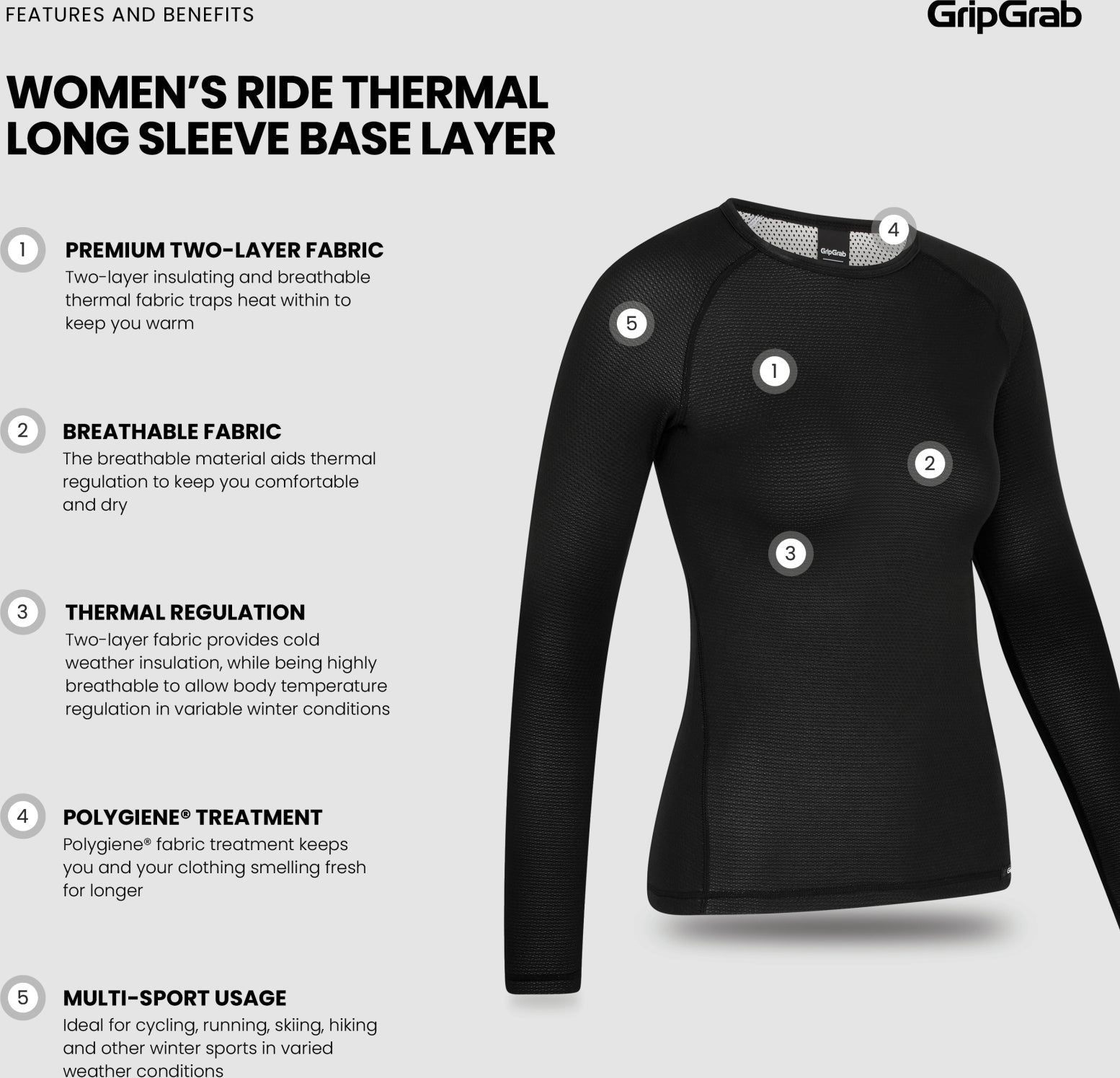 GripGrab Ride women's long-sleeved thermal cycling base layer