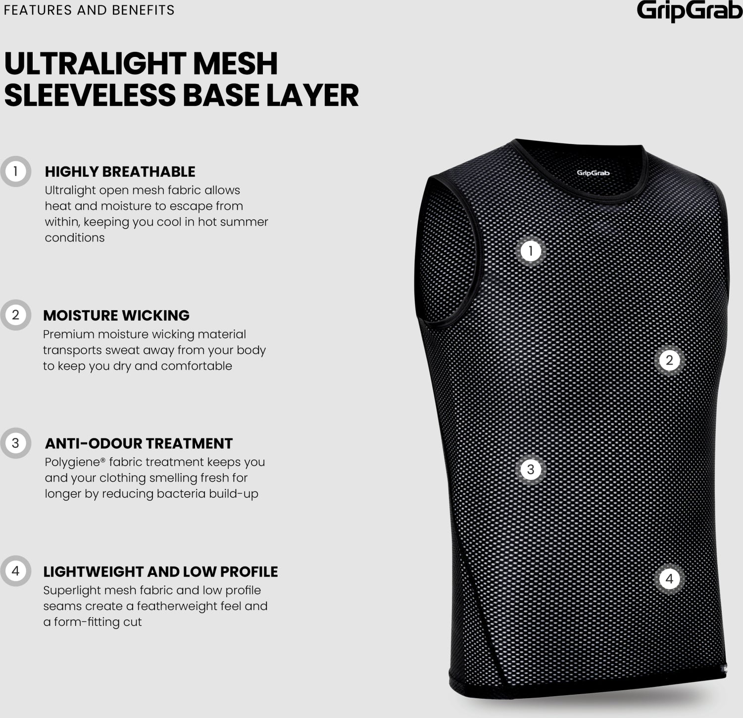 GripGrab ultraleichtes ärmelloses Mesh-Radunterhemd