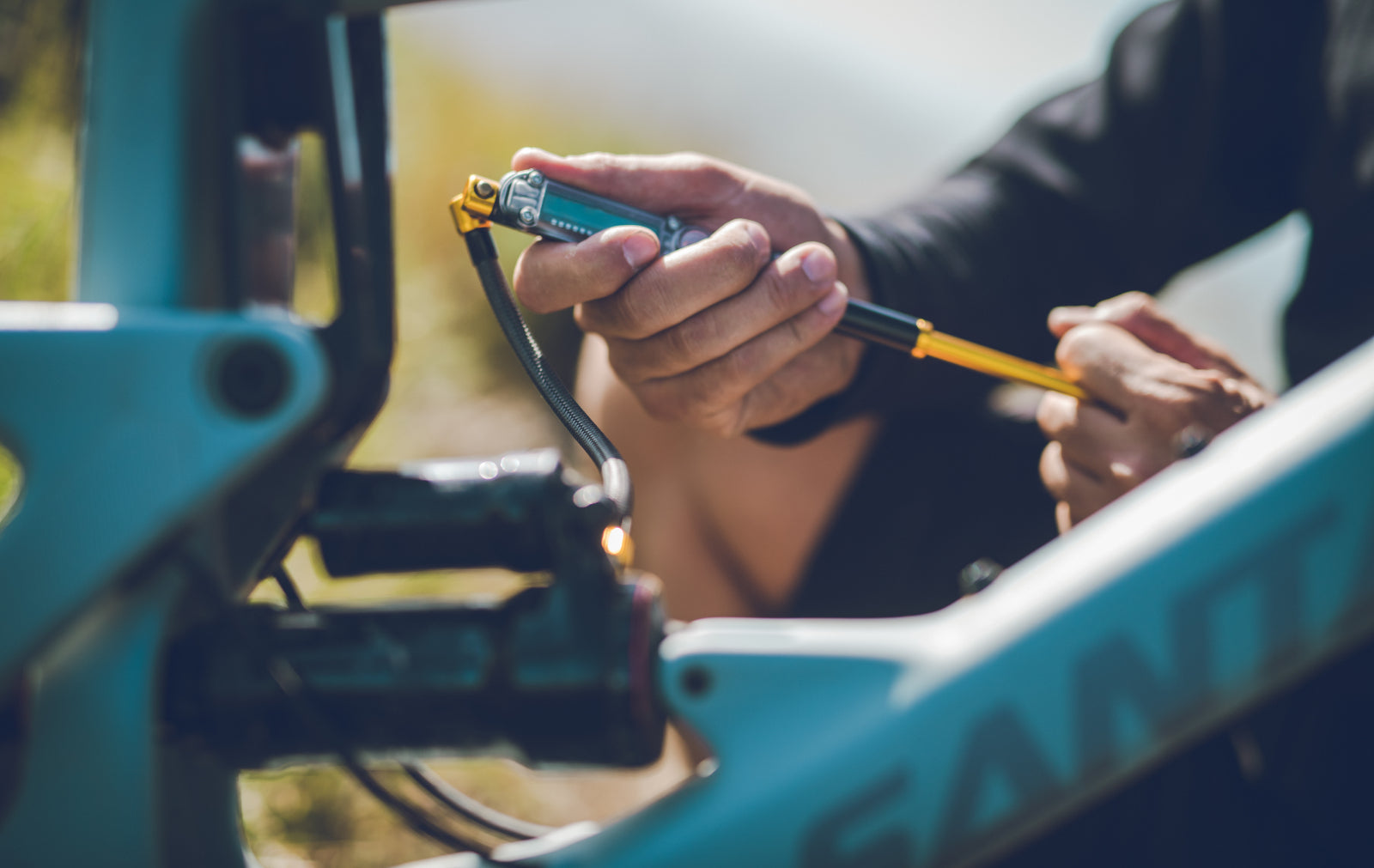 Hogedrukpomp voor fietsvering met digitale manometer Lezyne Digital Shock Drive