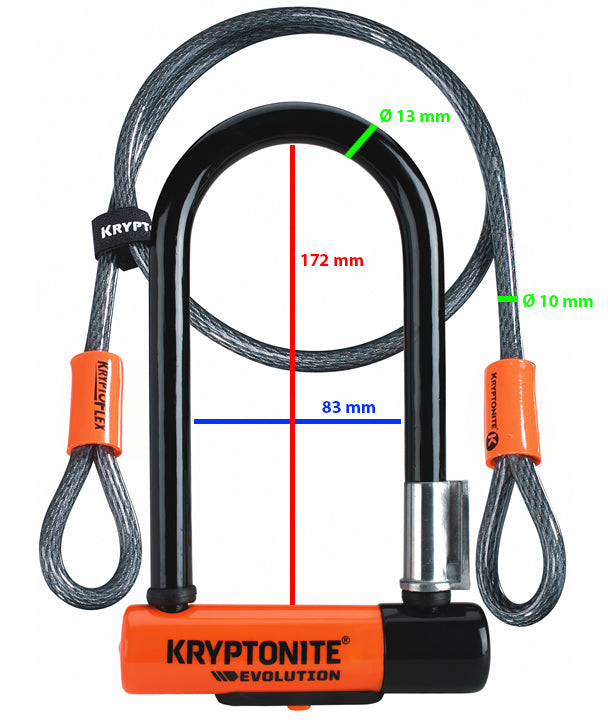 Lucchetto per bici Kryptonite Evolution Mini 7 U con cavo KryptoFlex