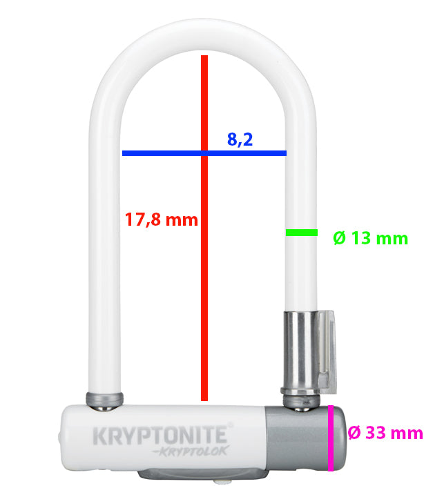Candado para bicicleta Kryptonite Kryptolok Series 2 Mini 7 U - Blanco