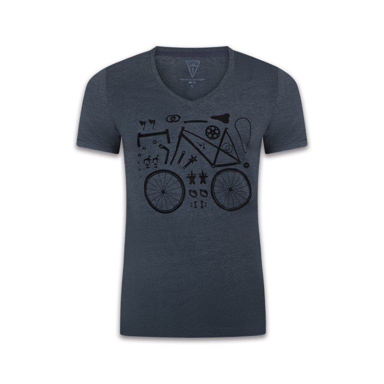 Le Patron T-shirt - Fietsonderdelen Donkerblauw