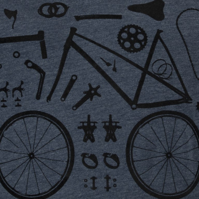 Le Patron T-shirt - Fietsonderdelen Donkerblauw