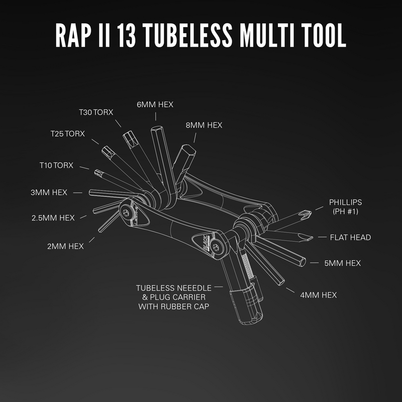 Multi-outils vélo Lezyne RAP II-13 Tubeless