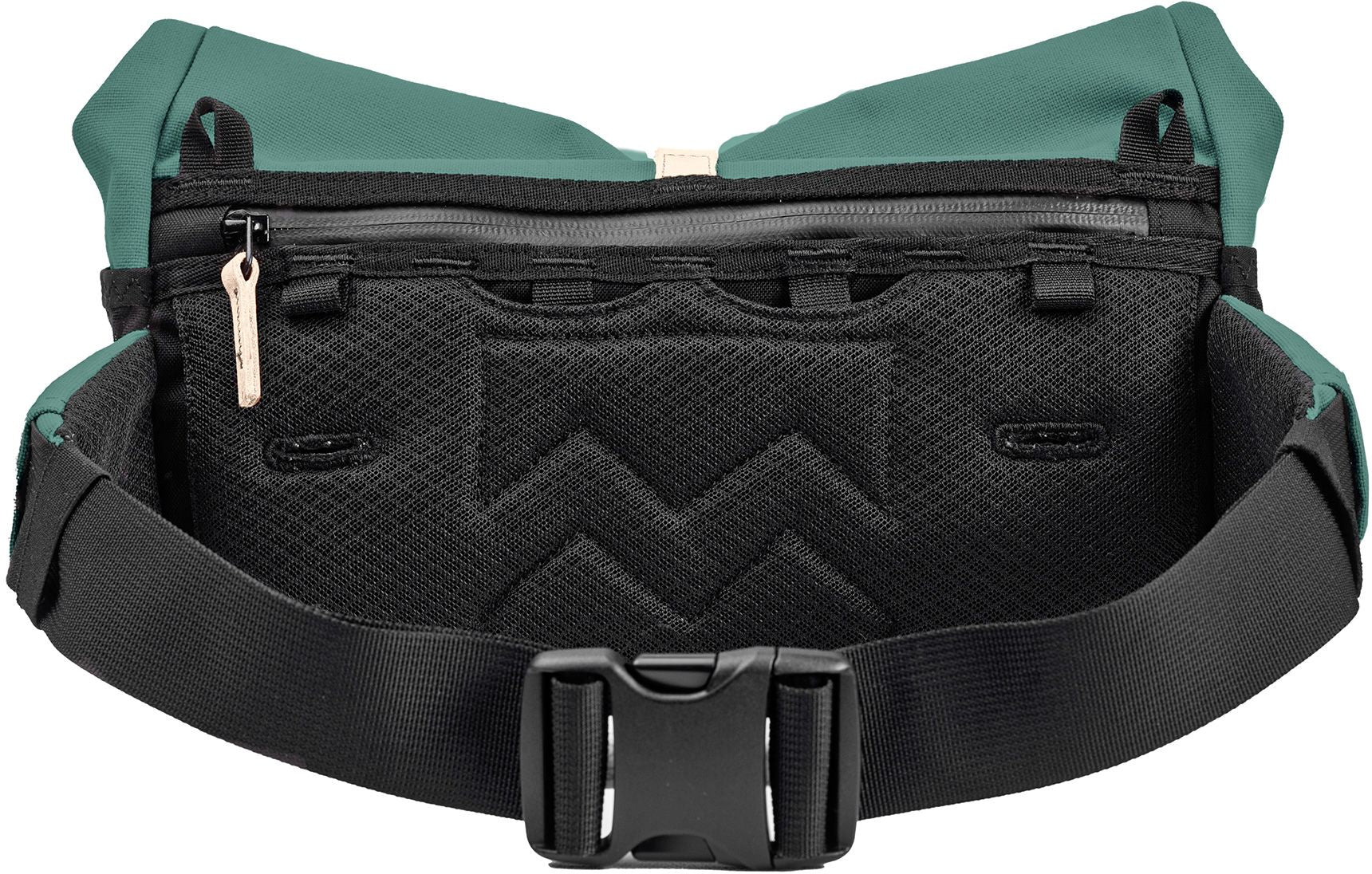Green water / Beige leather