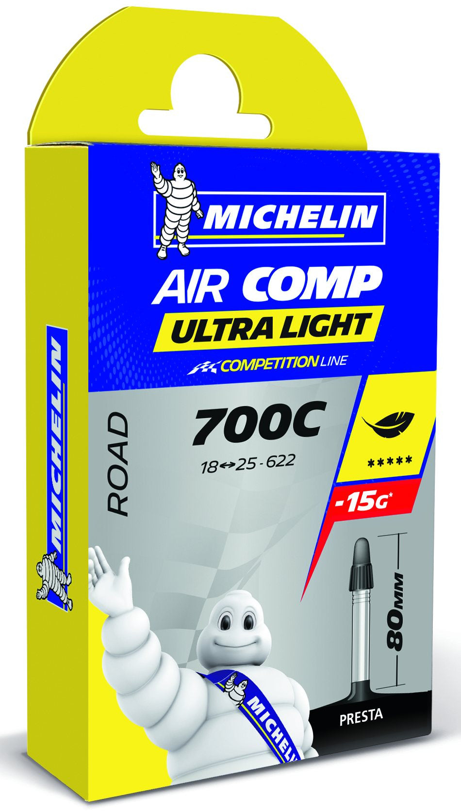 Michelin Aircomp Ultralight 700x18-25 presta 80 mm fietsbinnenband