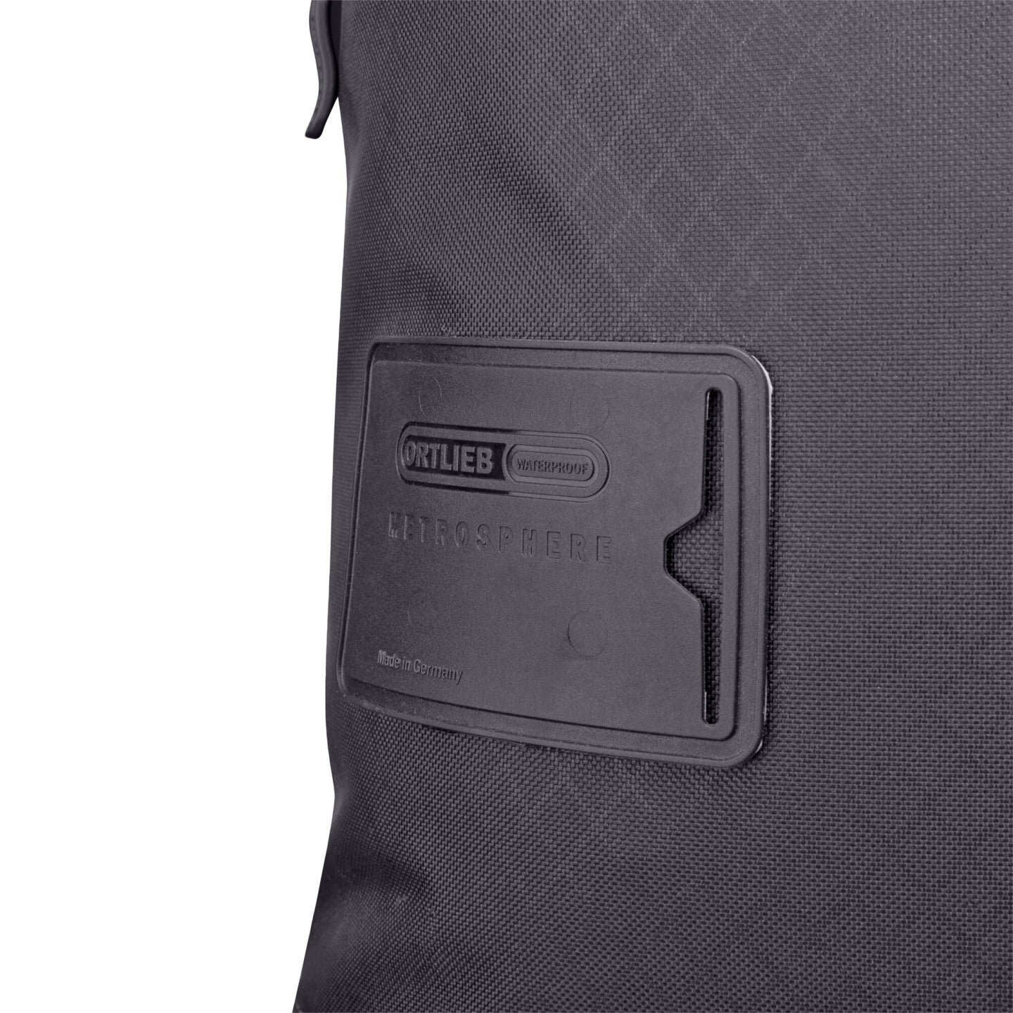 Ortlieb Atrack Metrosphere 34L black-embossed shoulder straps detail