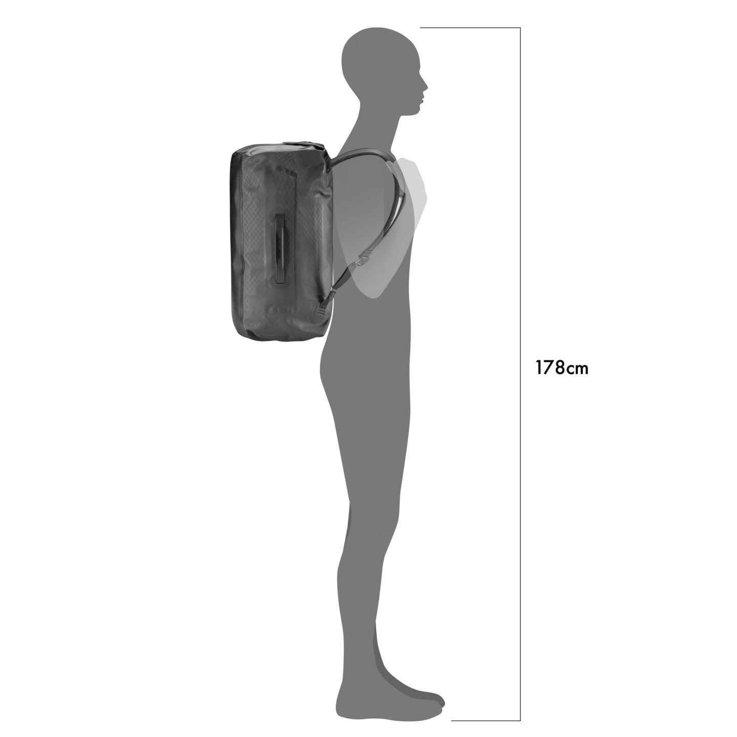 Ortlieb Duffle Metrosphere 40L black-embossed on bike rack