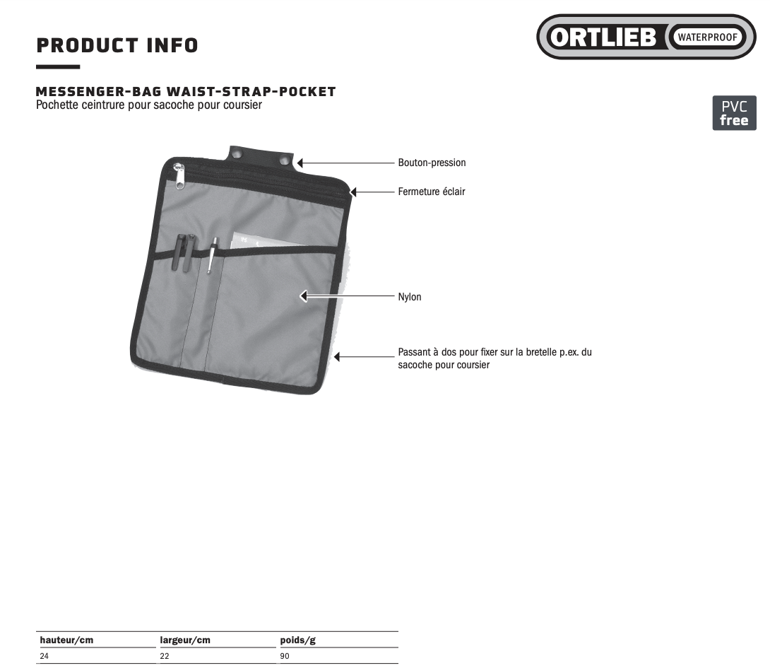 Accesorio para bolso Ortlieb Messenger - Bolsillo en la cintura