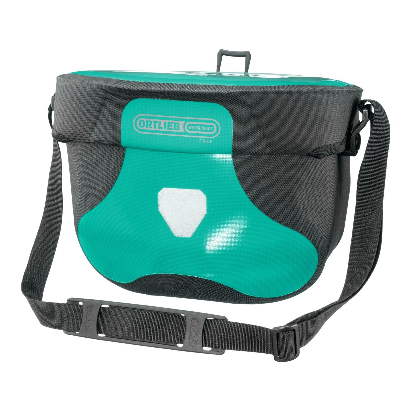 Ortlieb Ultimate Six Free 6.5L lagoon-black mounted on handlebar