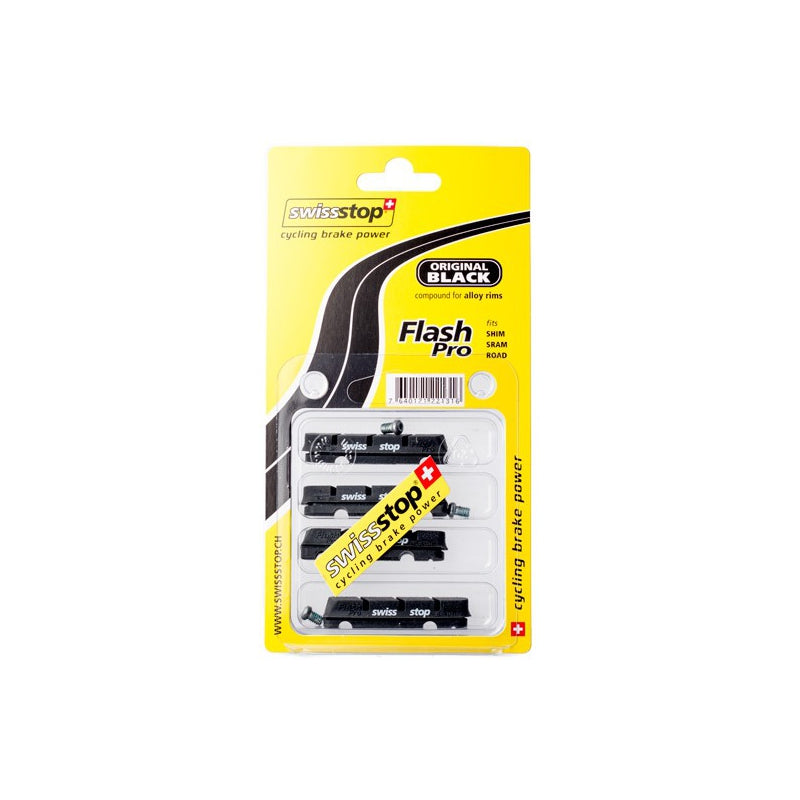 Confezione da 4 cartucce SwissStop tipo Shimano Flash Pro Black per cerchi in alluminio