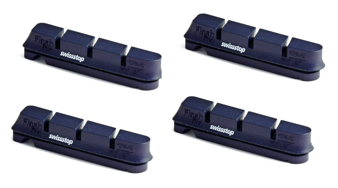 Confezione da 4 cartucce SwissStop tipo Shimano Flash Pro Black per cerchi in alluminio