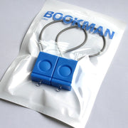 Pair of blue Bookman bicycle lamps