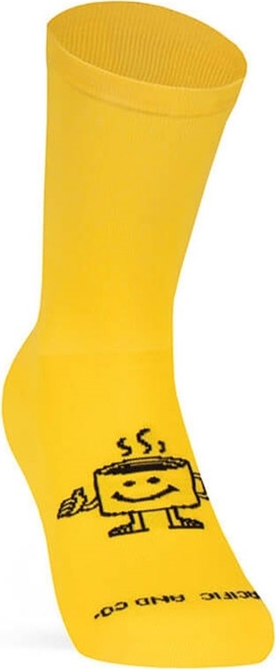 Pair of Pacific & Co cycling socks - Coffee club - Yellow