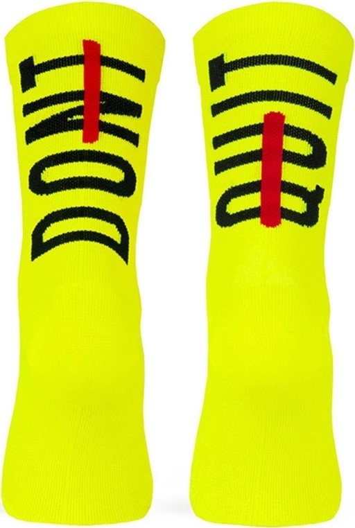 Pair of Pacific & Co cycling socks - Don't Quit - Yellow