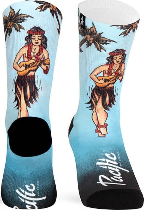 Paar Pacific & Co fietssokken - Hula girl - Blauw