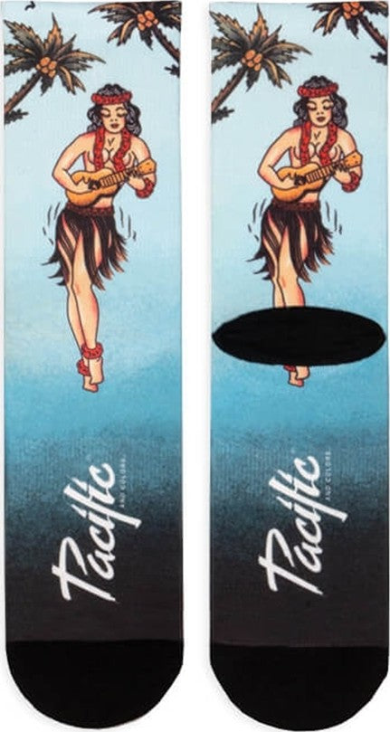 Paar Pacific & Co fietssokken - Hula girl - Blauw