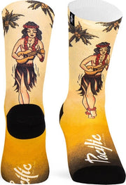 Paar Pacific & Co fietssokken - Hula girl - Geel