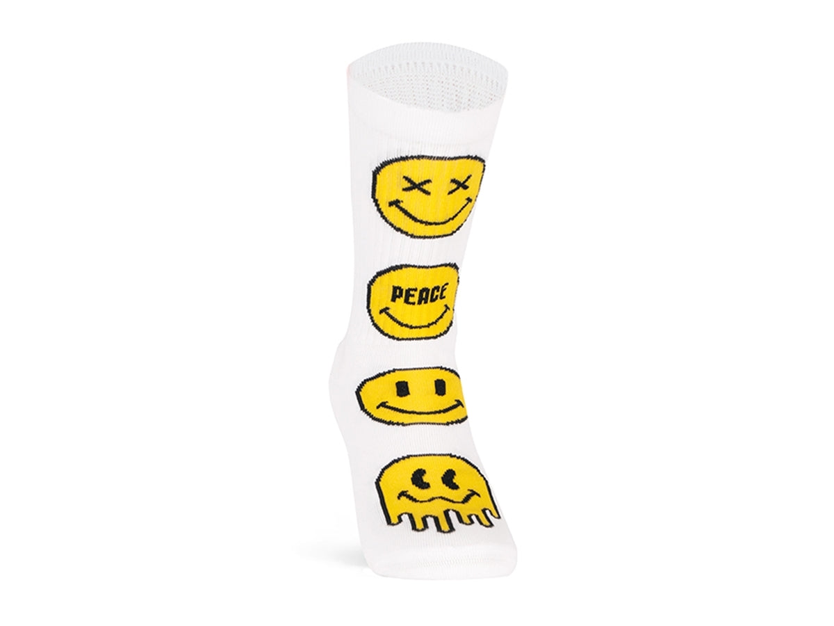 Paar PACIFIC & CO fietssokken - Smiley (wit)