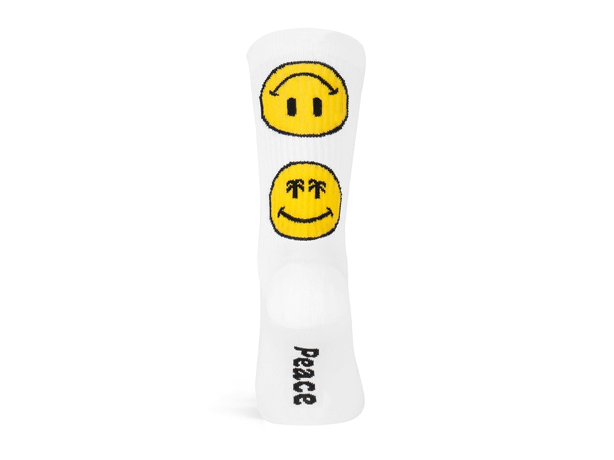 Paar PACIFIC & CO fietssokken - Smiley (wit)