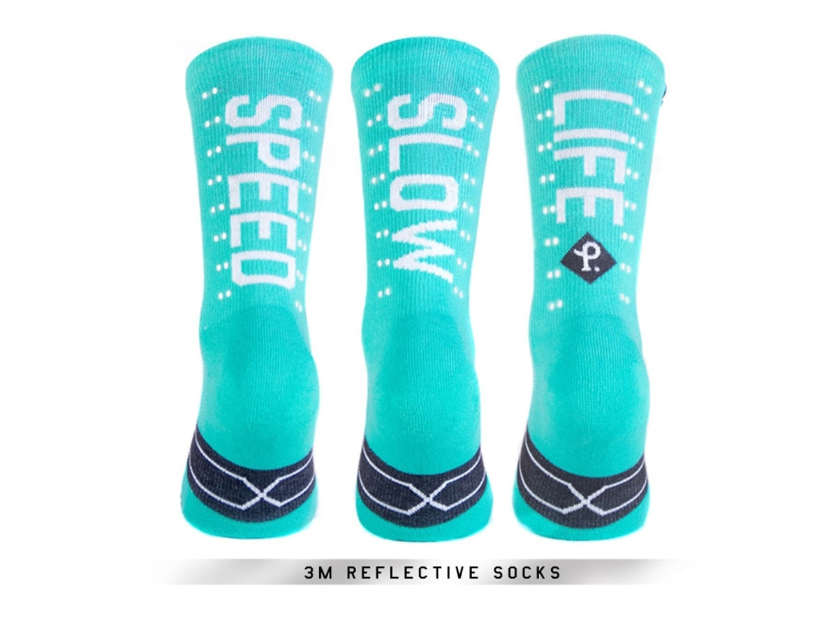 Paar PACIFIC & CO fietssokken - Speed ​​/ Slow Life (Turquoise)