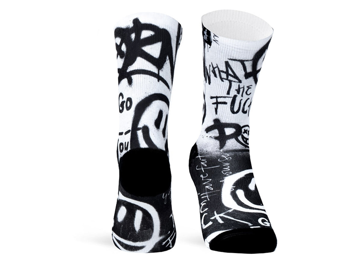 Pair of Pacific & Co. Acid cycling socks Black & White