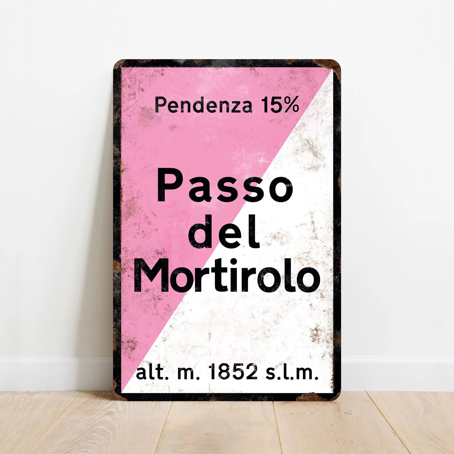 Passo del Mortirolo - Panneau de vélo de style vintage