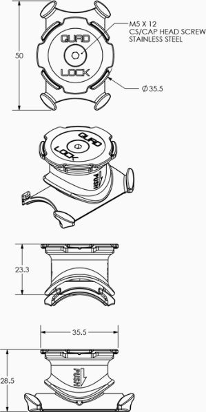 Quad Lock mounting bracket for bicycle stem or handlebars