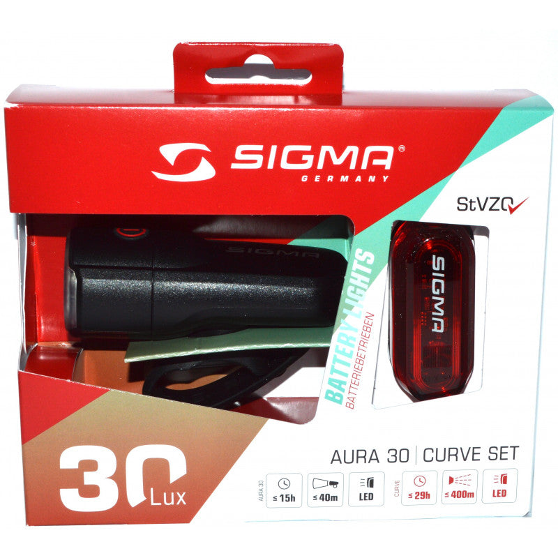 Sigma Aura 30 + Curve battery-powered bicycle light kit