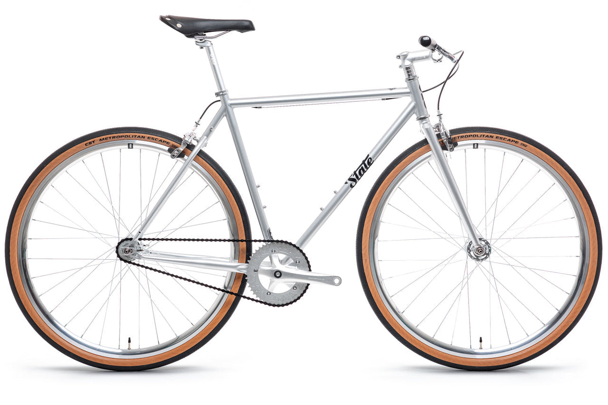 State Bicycle Co. 4130 Satin Silver with wide riser bars