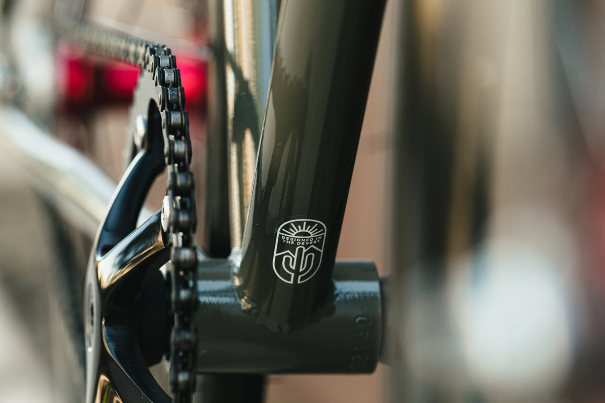 State Bicycle Co. Core-Line Earthstone down tube logo detail