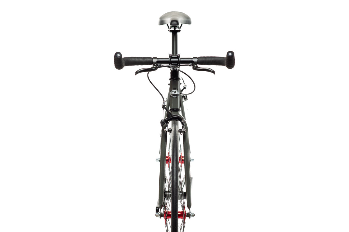 State Bicycle Co. Core-Line Earthstone, front view with bullhorn handlebar