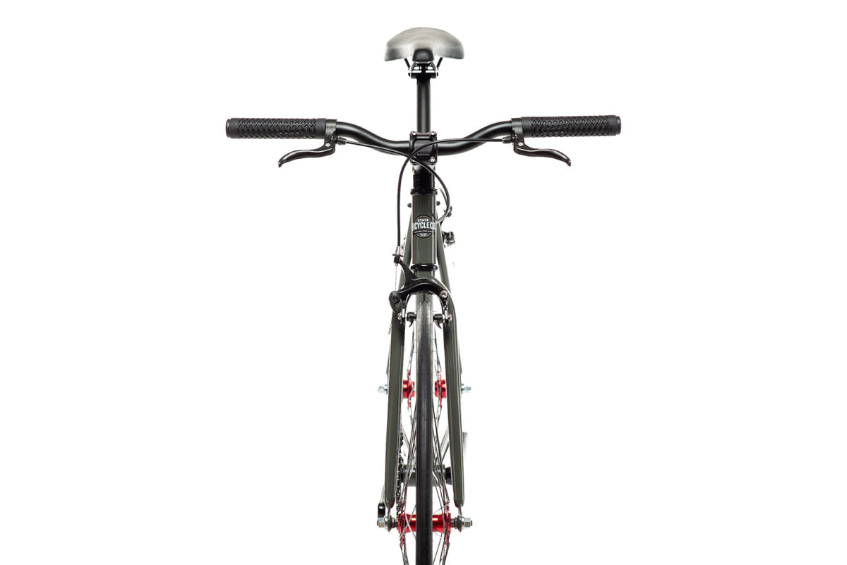 State Bicycle Co. Core-Line Earthstone, front view with riser handlebar